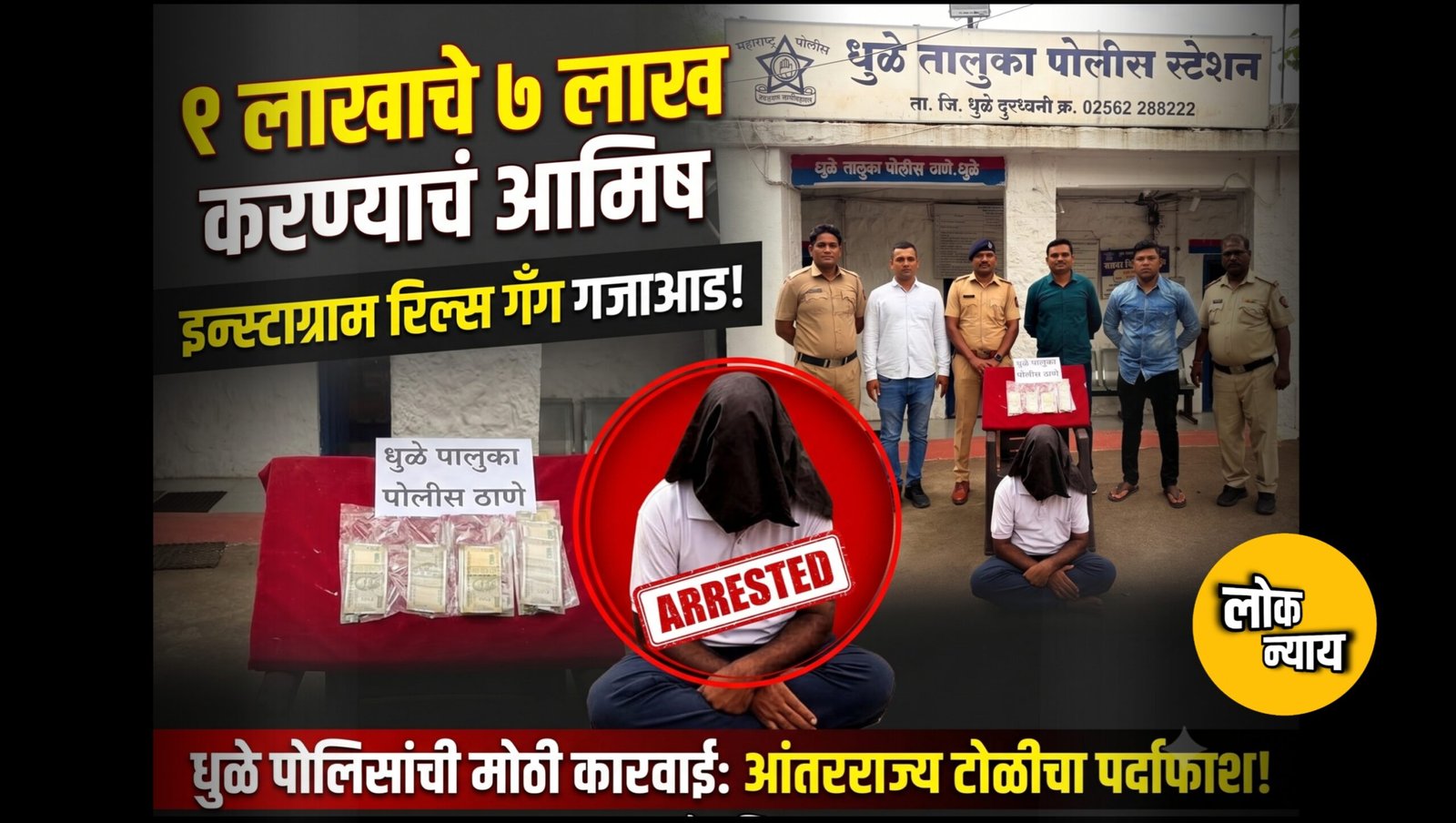 इन्स्टाग्राम रिल्सच्या माध्यमातून ‘१ लाखाचे ७ लाख’ करण्याचे आमिष दाखवून लुटणारी टोळी गजाआड; धुळे तालुका पोलिसांची मोठी कारवाई