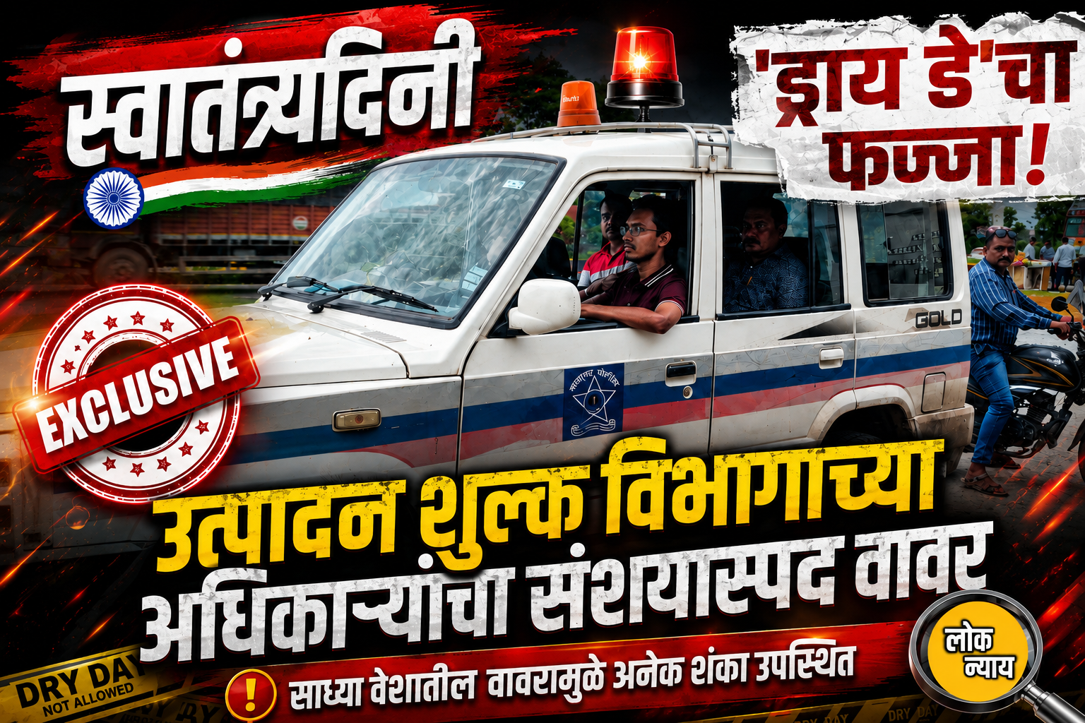 स्वातंत्र्यदिनी 'ड्राय डे'चा फज्जा! उत्पादन शुल्क विभागाच्या अधिकाऱ्यांचा संशयास्पद वावर