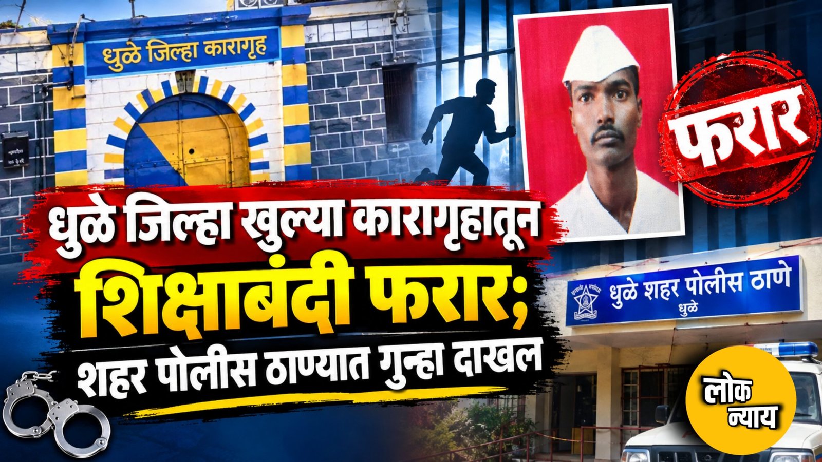 धुळे जिल्हा खुल्या कारागृहातून शिक्षाबंदी फरार; शहर पोलीस ठाण्यात गुन्हा दाखल