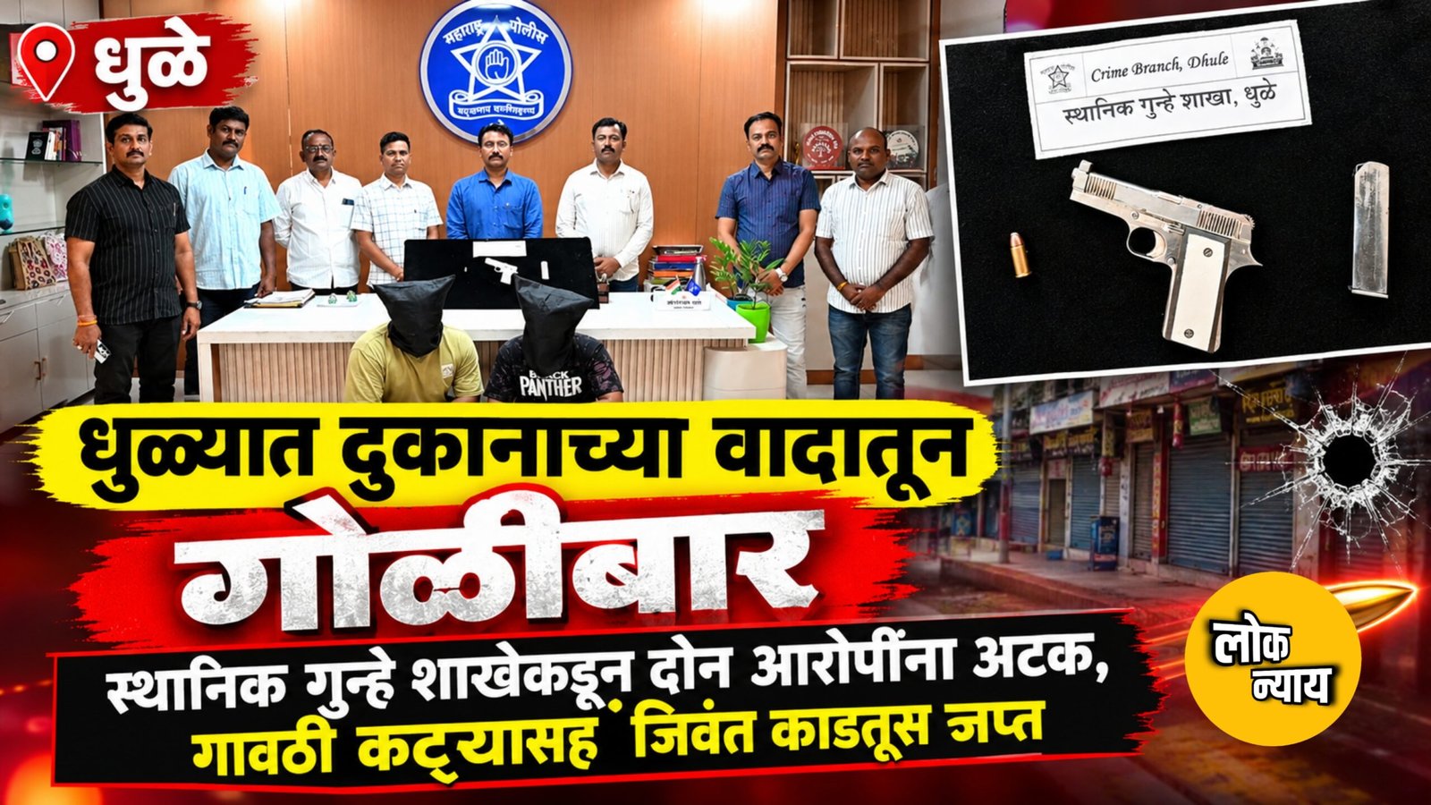 धुळ्यात दुकानाच्या वादातून गोळीबार; स्थानिक गुन्हे शाखेकडून दोन आरोपींना अटक, गावठी कट्ट्यासह जिवंत काडतूस जप्त