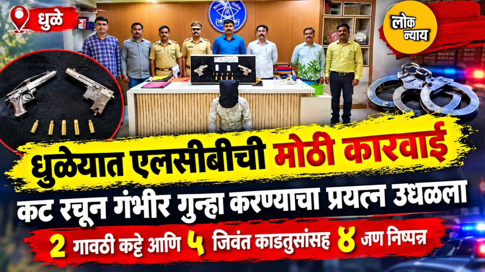 धुळ्यात एलसीबीची मोठी कारवाई: कट रचून गंभीर गुन्हा करण्याचा प्रयत्न उधळला